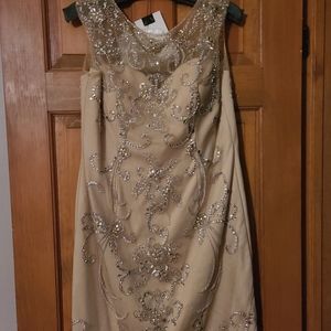 Nude dress with silver beading